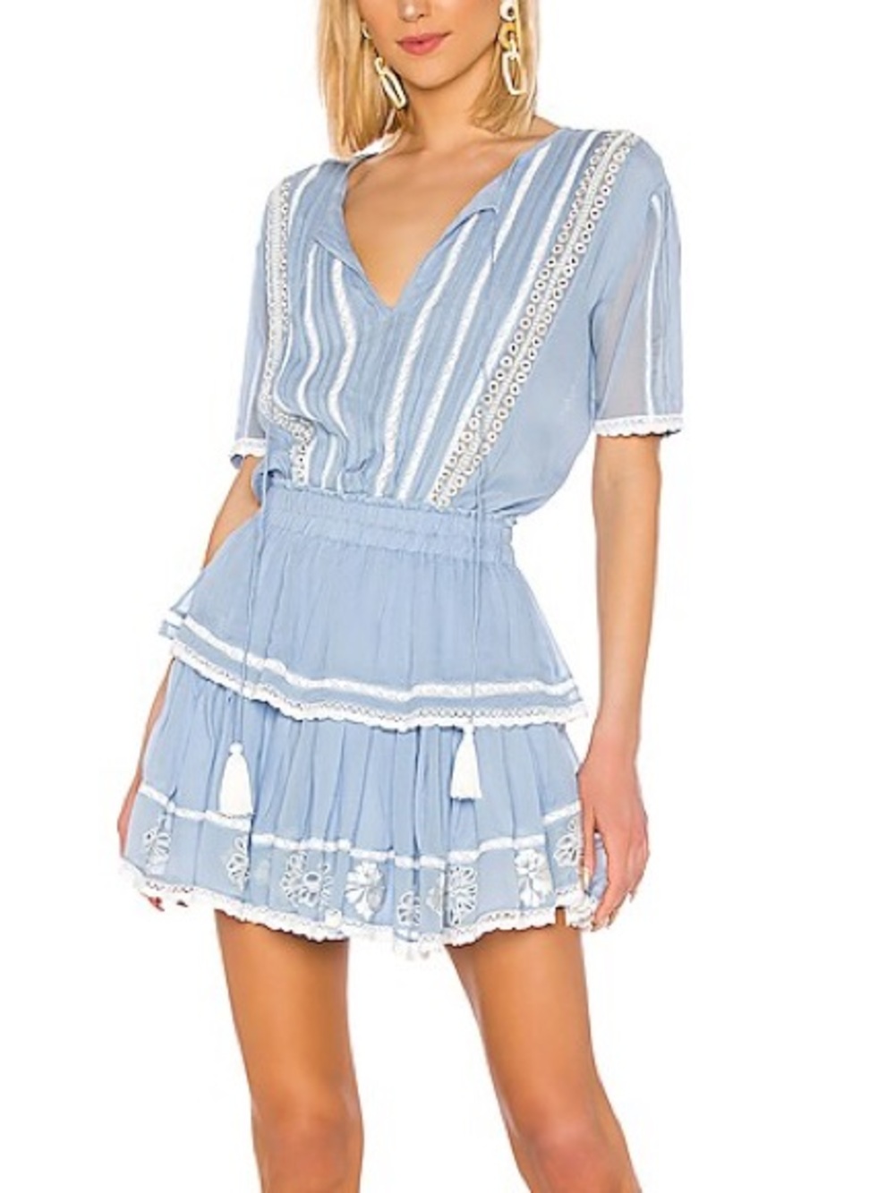 Karina Grimaldi blue silk beaded dress